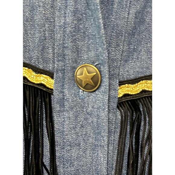 Vintage Daniel Green Country Western Fringe Stars Denim Shirt Jacket 2X - Picture 6 of 7